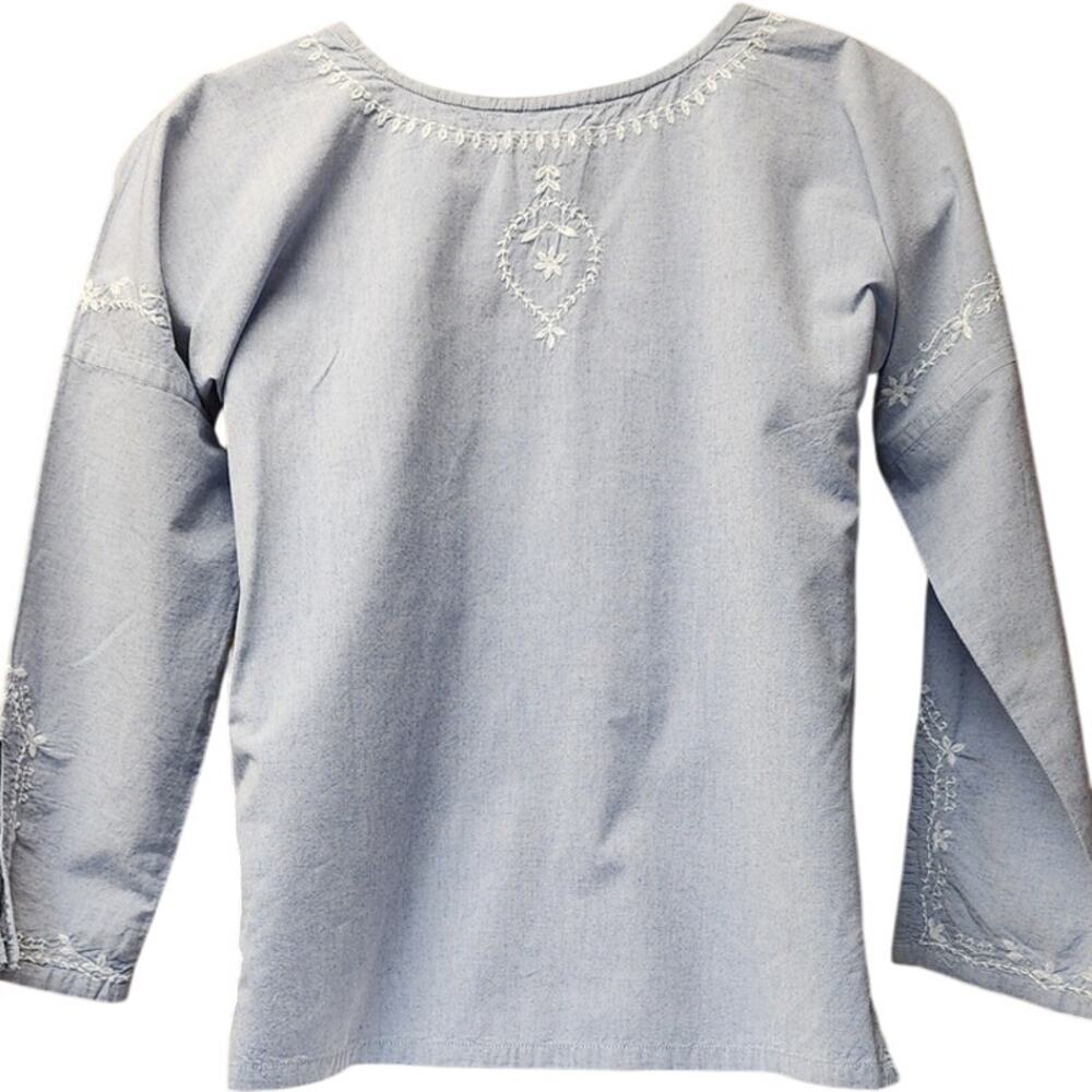 Vintage Ruff Hewn Light Blue Long sleeve Peasant Blouse Women's Size 4-6 - Picture 5 of 12